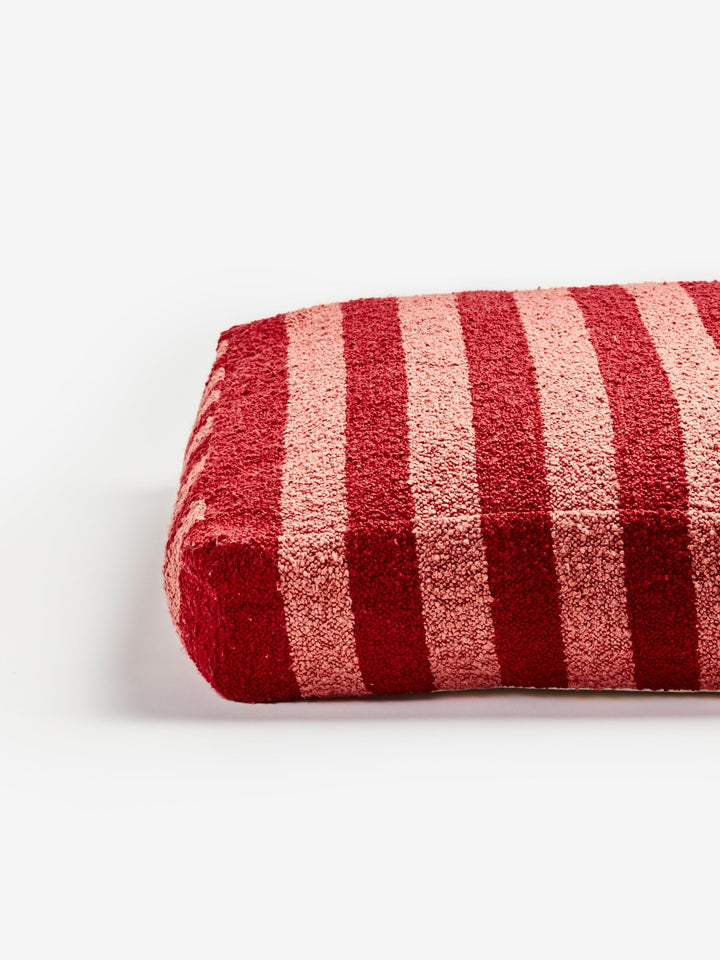 Boucle Stripe Burgundy Pouffe