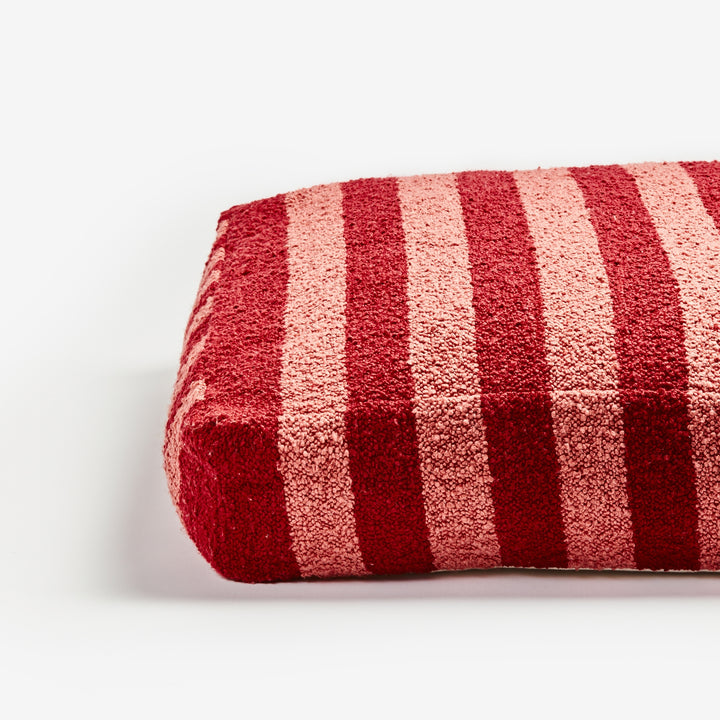 Boucle Stripe Burgundy Pouffe Detail | Burgundy Striped Floor Cushion