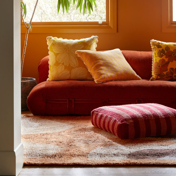 Boucle Stripe Burgundy Pouffe