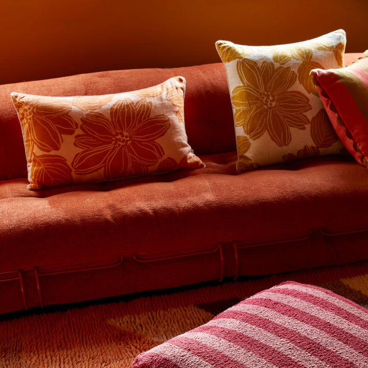 Boucle Stripe Burgundy Pouffe