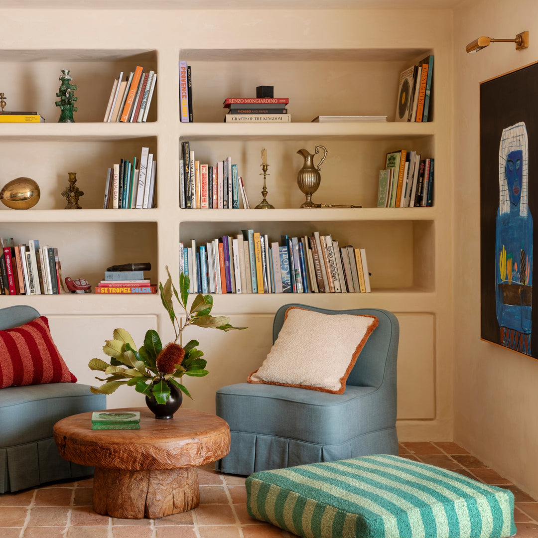 Boucle Stripe Mint Pouffe