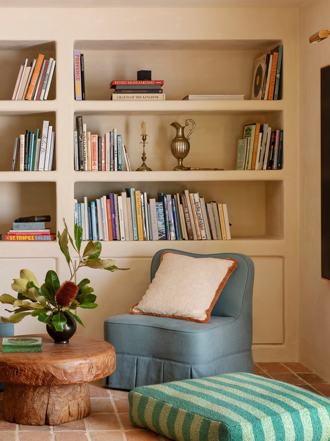 Boucle Stripe Mint Pouffe