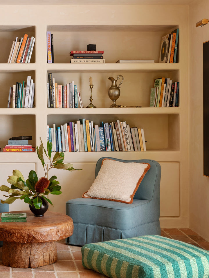 Boucle Stripe Mint Pouffe