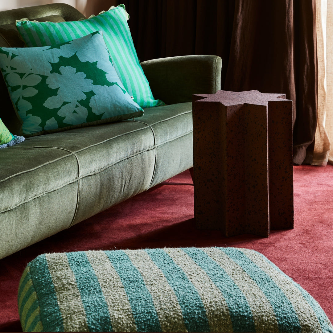 Boucle Stripe Mint Pouffe