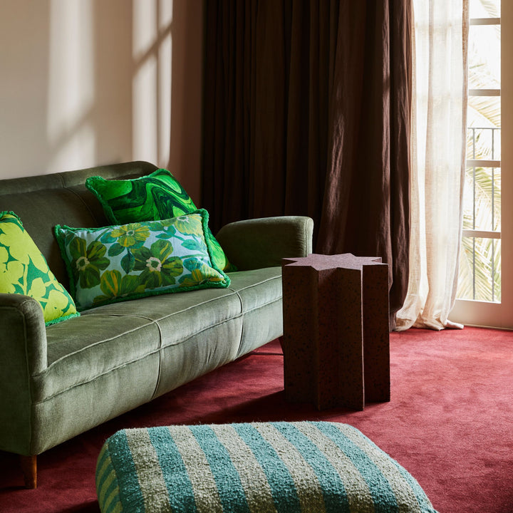 Boucle Stripe Mint Pouffe