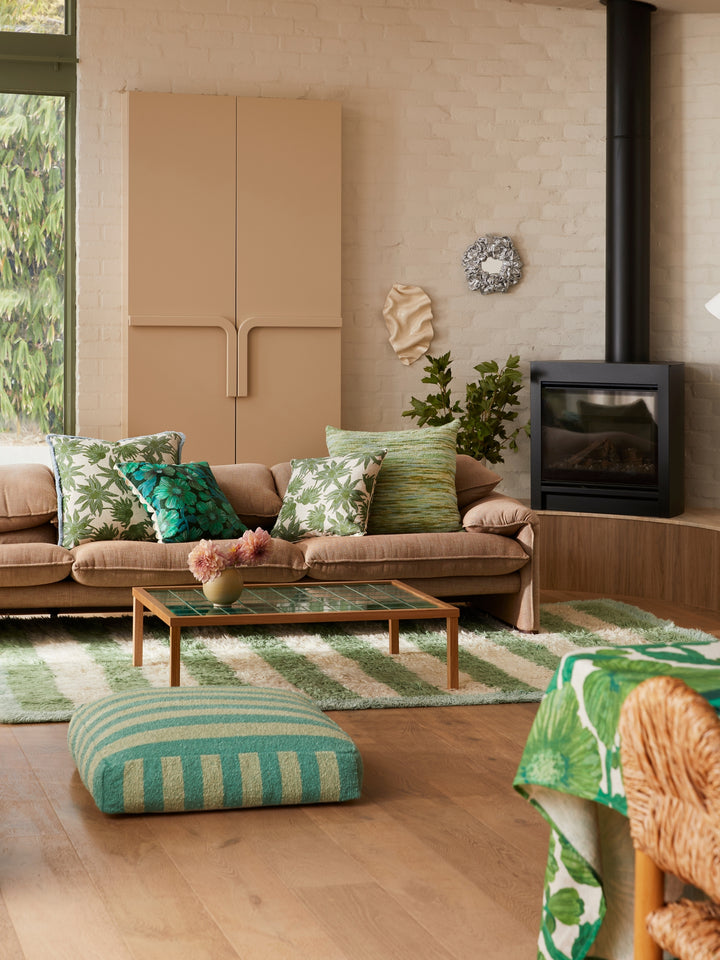 Boucle Stripe Mint Pouffe