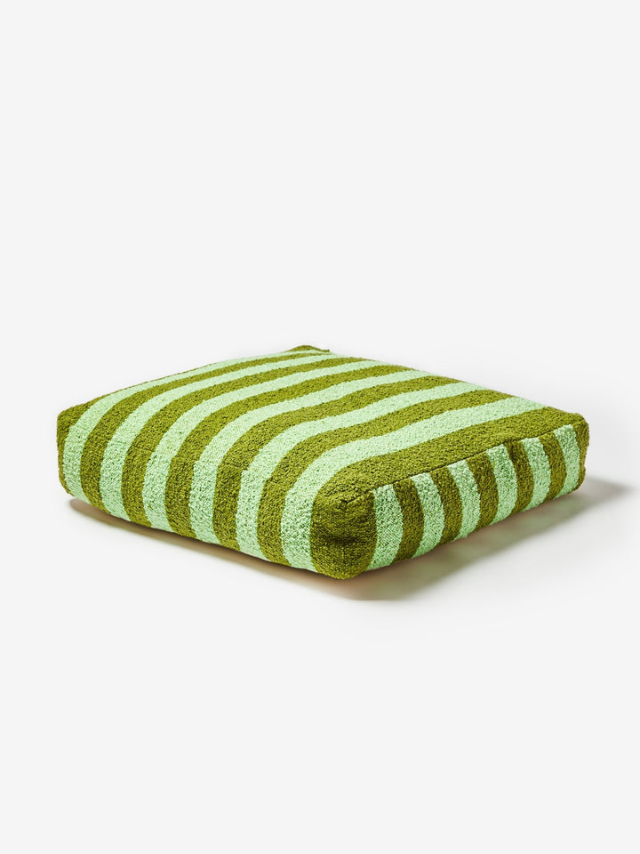 Boucle Stripe Olive Pouffe