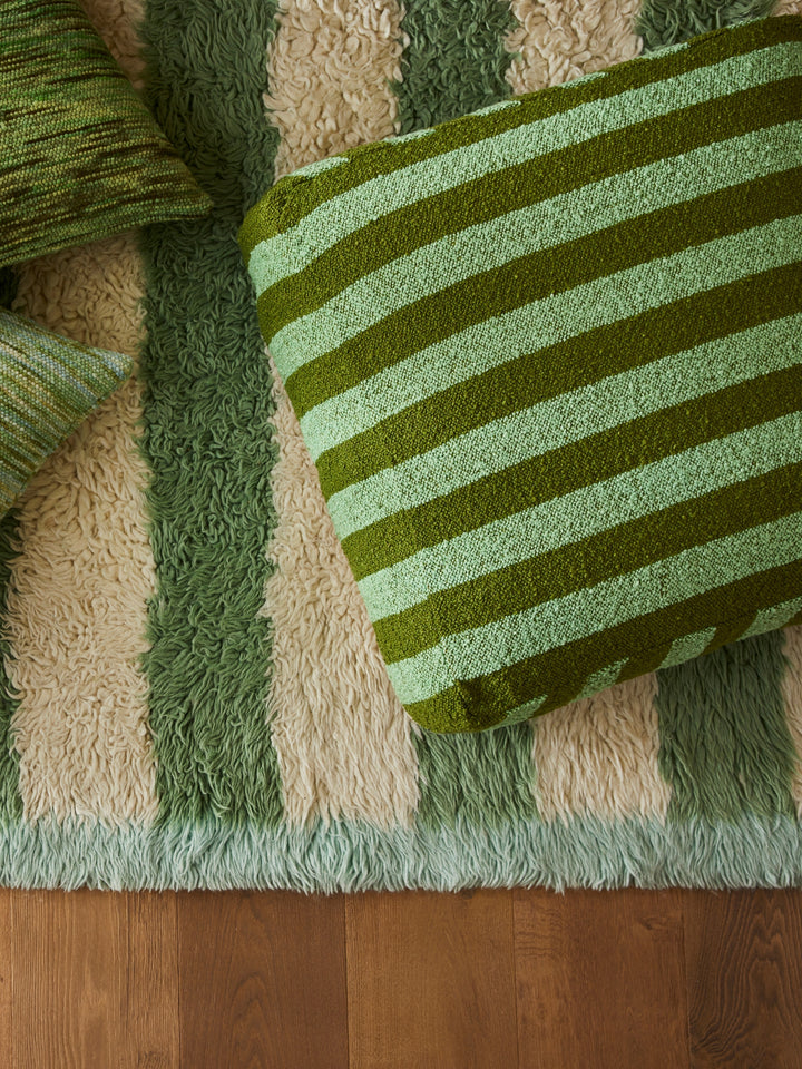Boucle Stripe Olive Pouffe