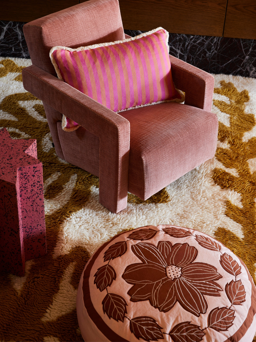 Margot Pink Round Pouffe
