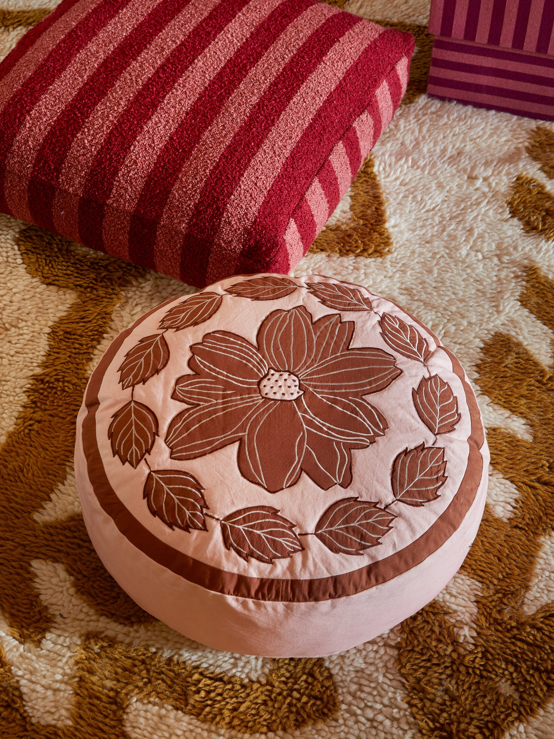 Margot Pink Round Pouffe