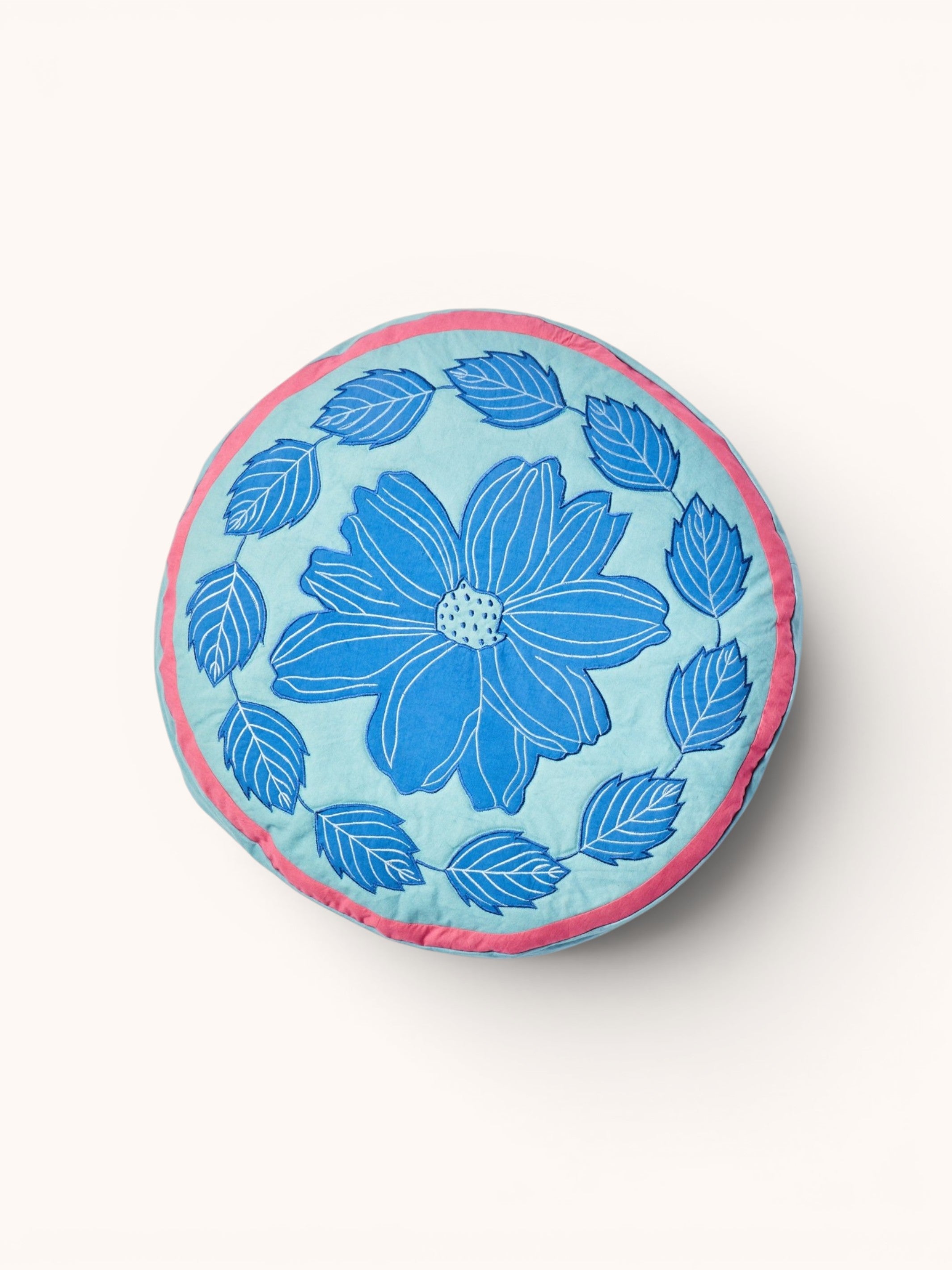 Margot Blue Round Pouffe - Almost Perfect