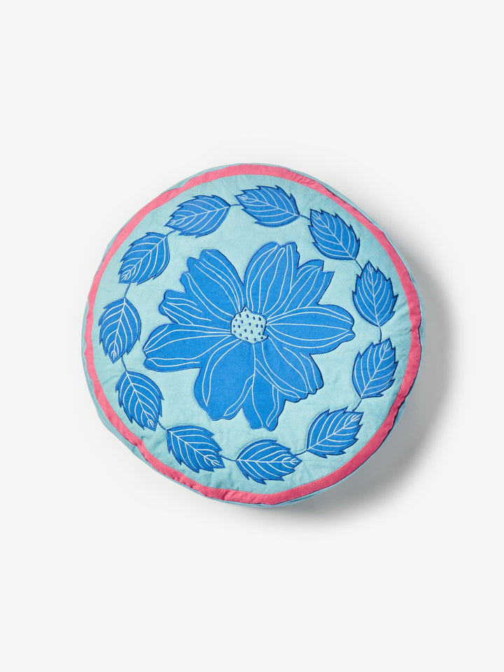Margot Blue Round Pouffe