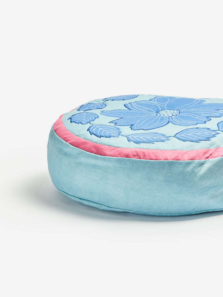 Margot Blue Round Pouffe
