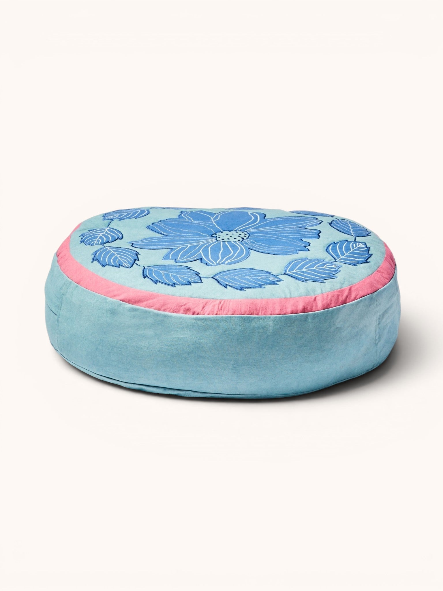 Margot Blue Round Pouffe - Almost Perfect