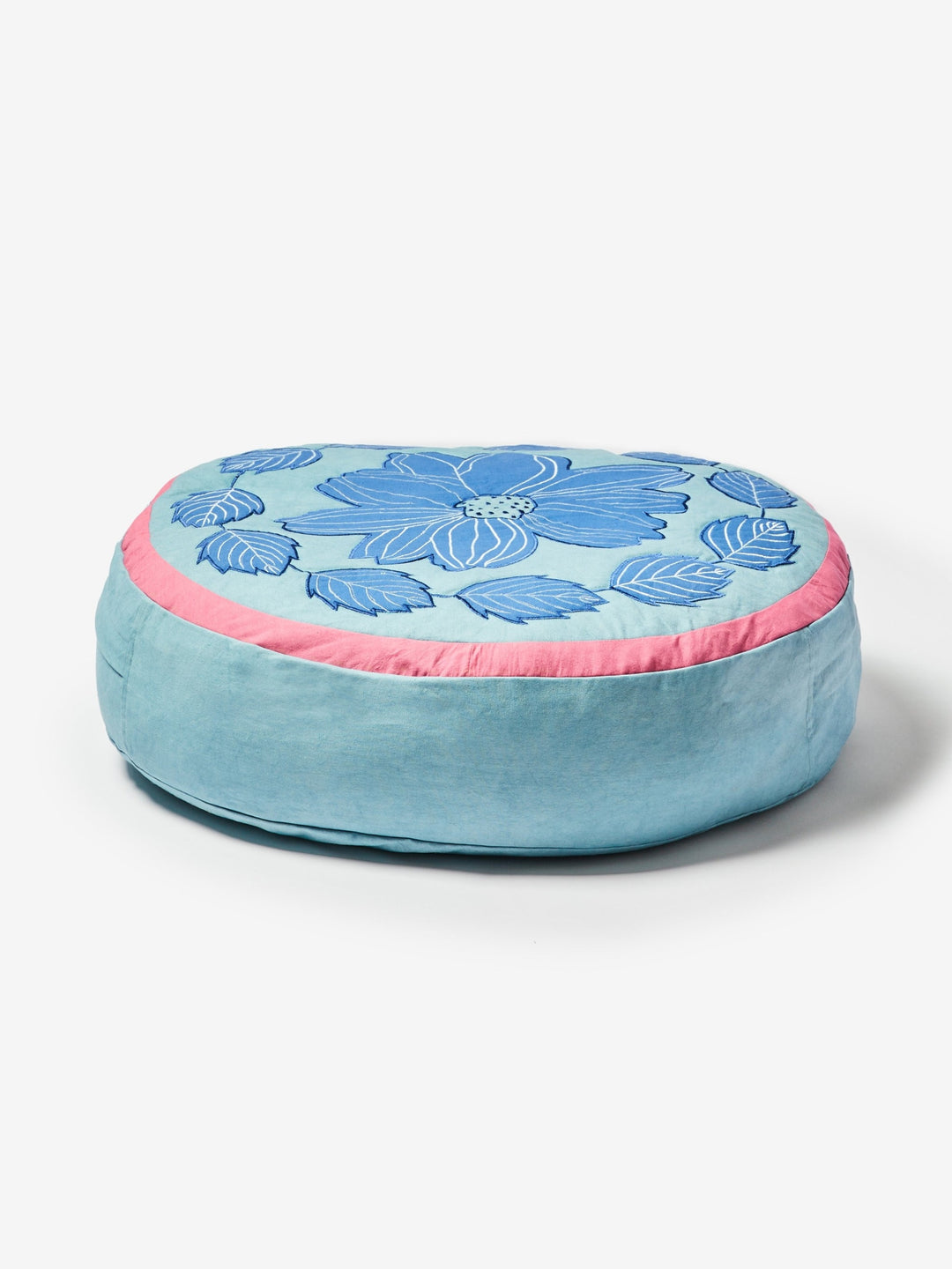 Margot Blue Round Pouffe