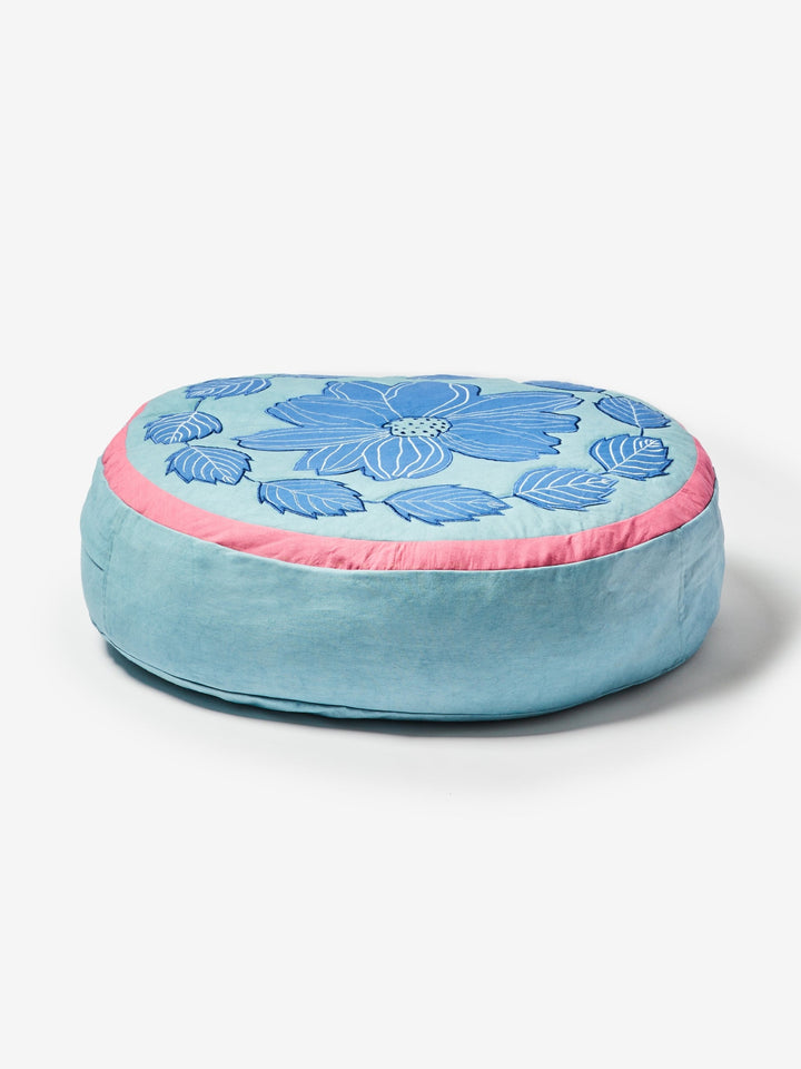 Margot Blue Round Pouffe