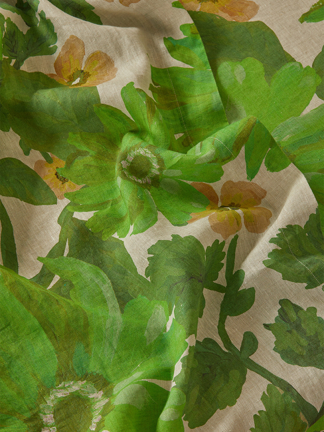 Marigold Leaf Linen Flat Sheet