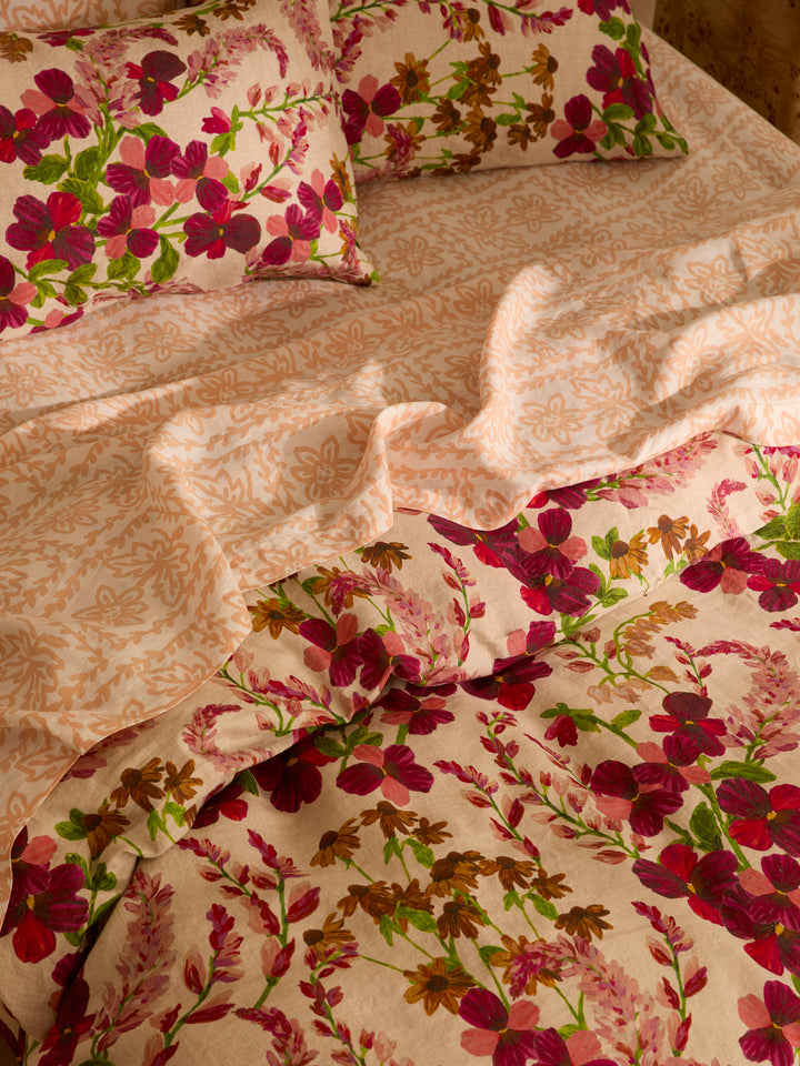 Daisy Buff Linen Flat Sheet