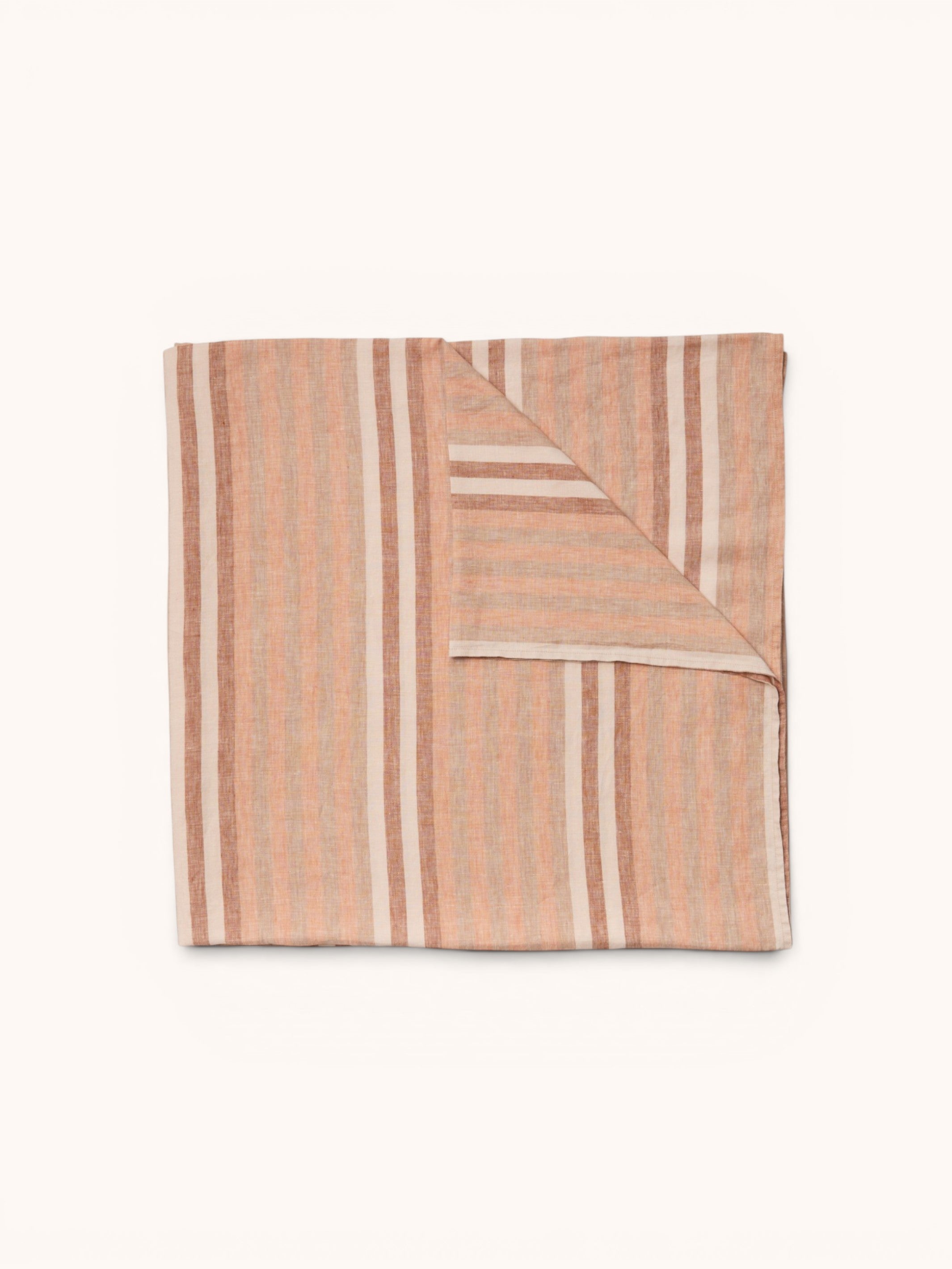 Stripe Hazelnut Linen Flat Sheet