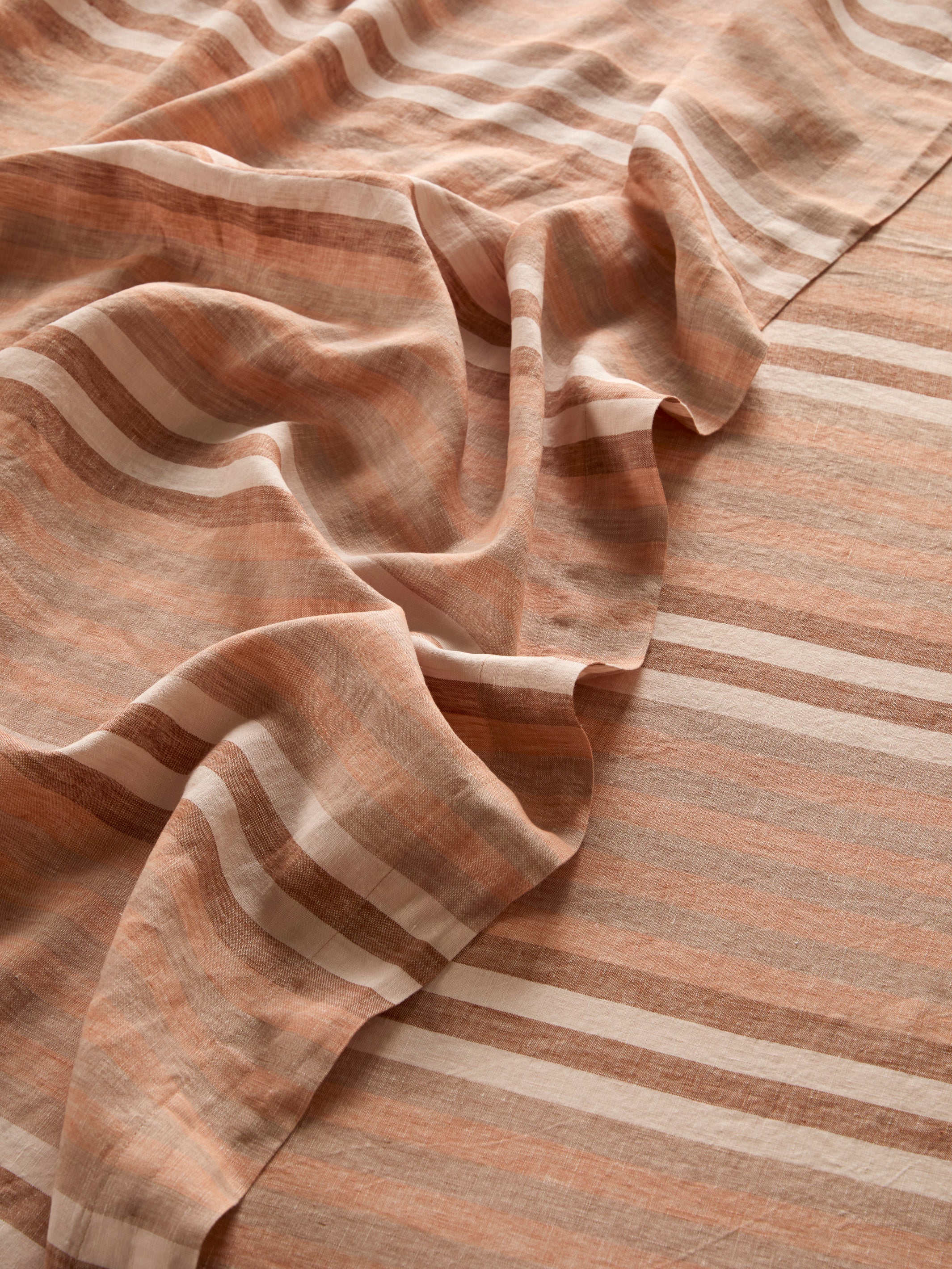 Stripe Hazelnut Linen Flat Sheet