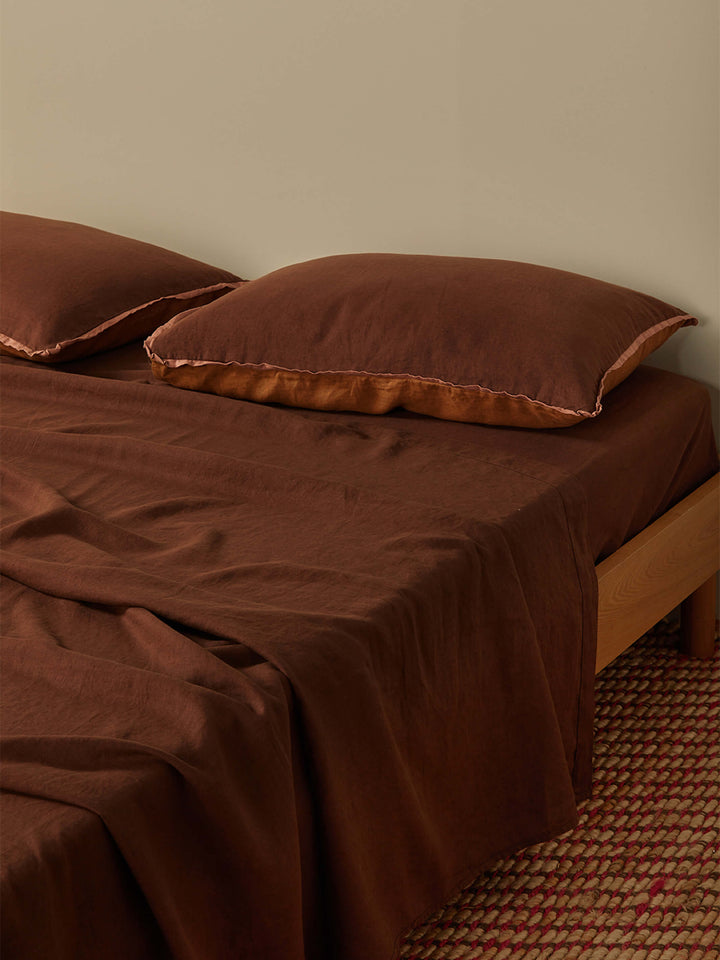 Cocoa Linen Flat Sheet