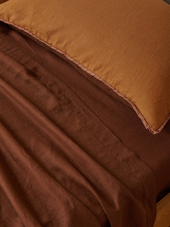 Cocoa Linen Flat Sheet