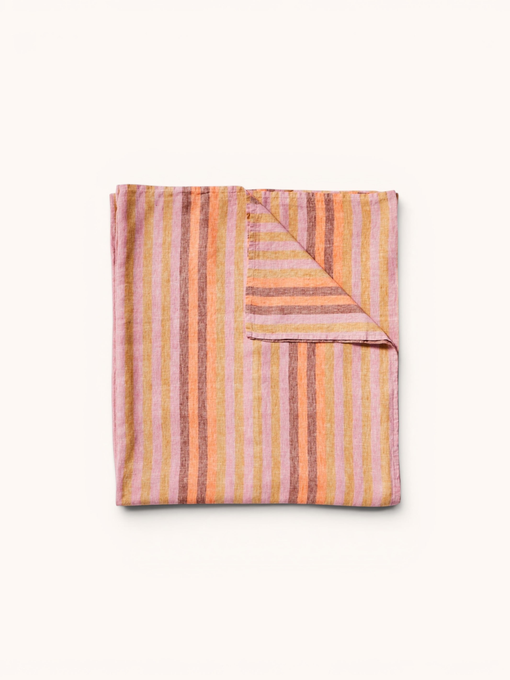 Stripe Orange Linen Fitted Sheet