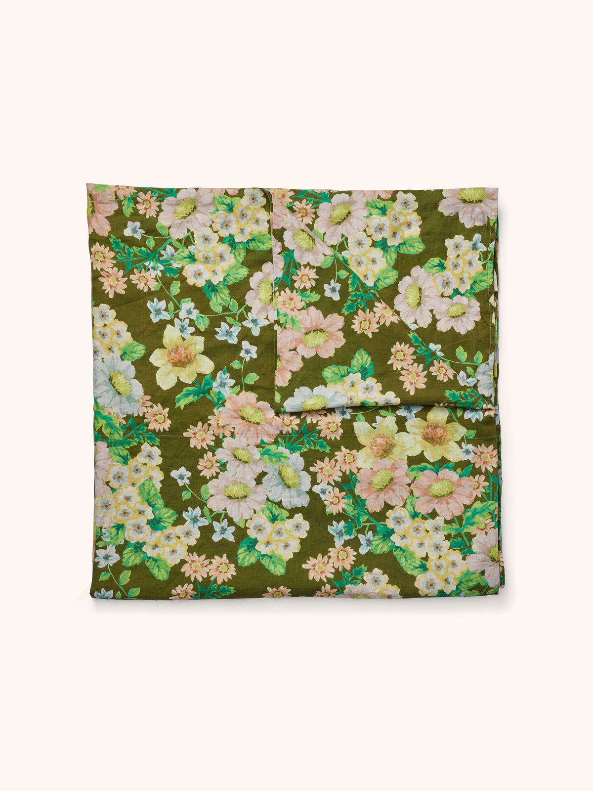 Buttercup Olive Linen Flat Sheet