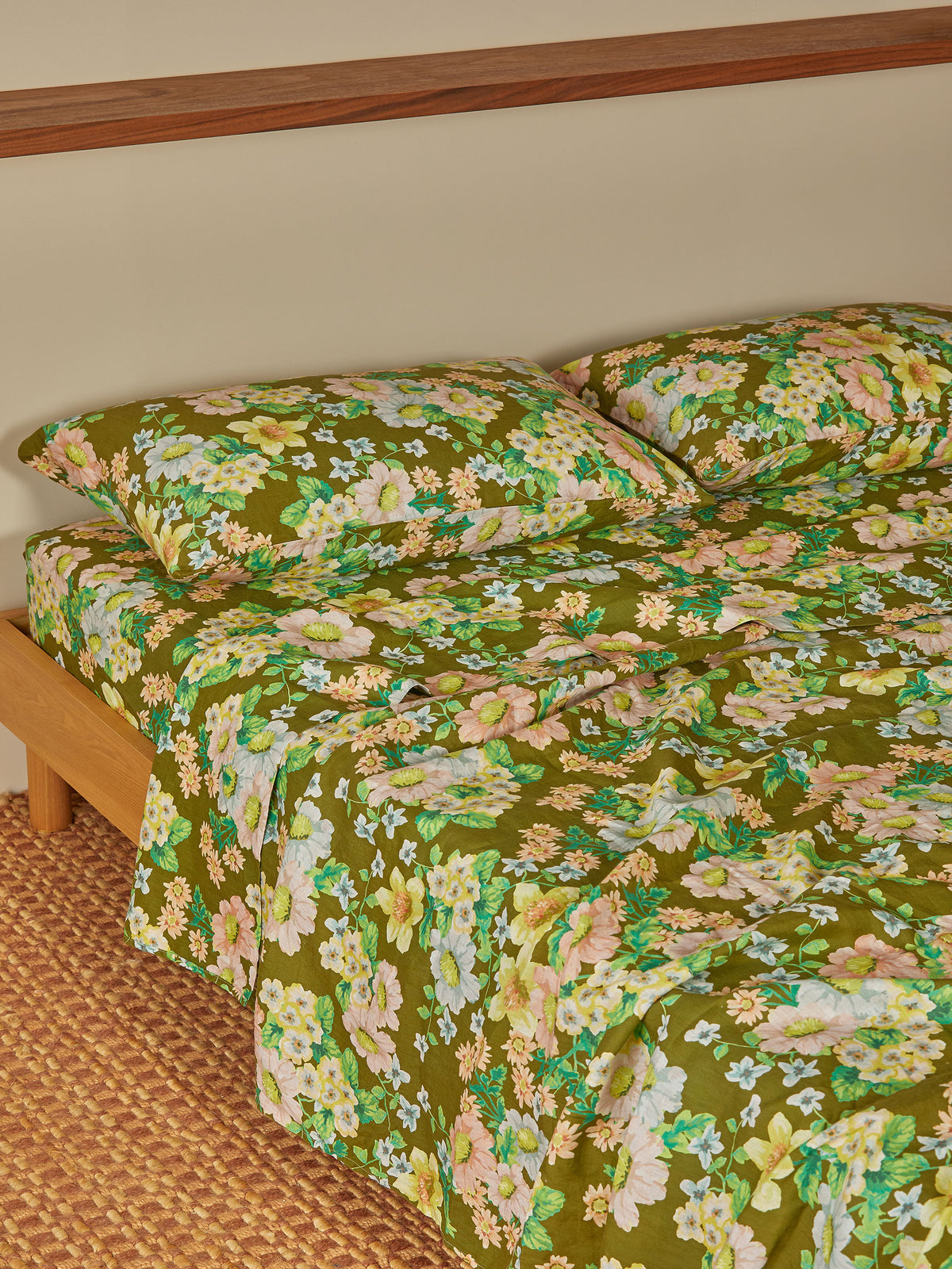 Buttercup Olive Linen Flat Sheet