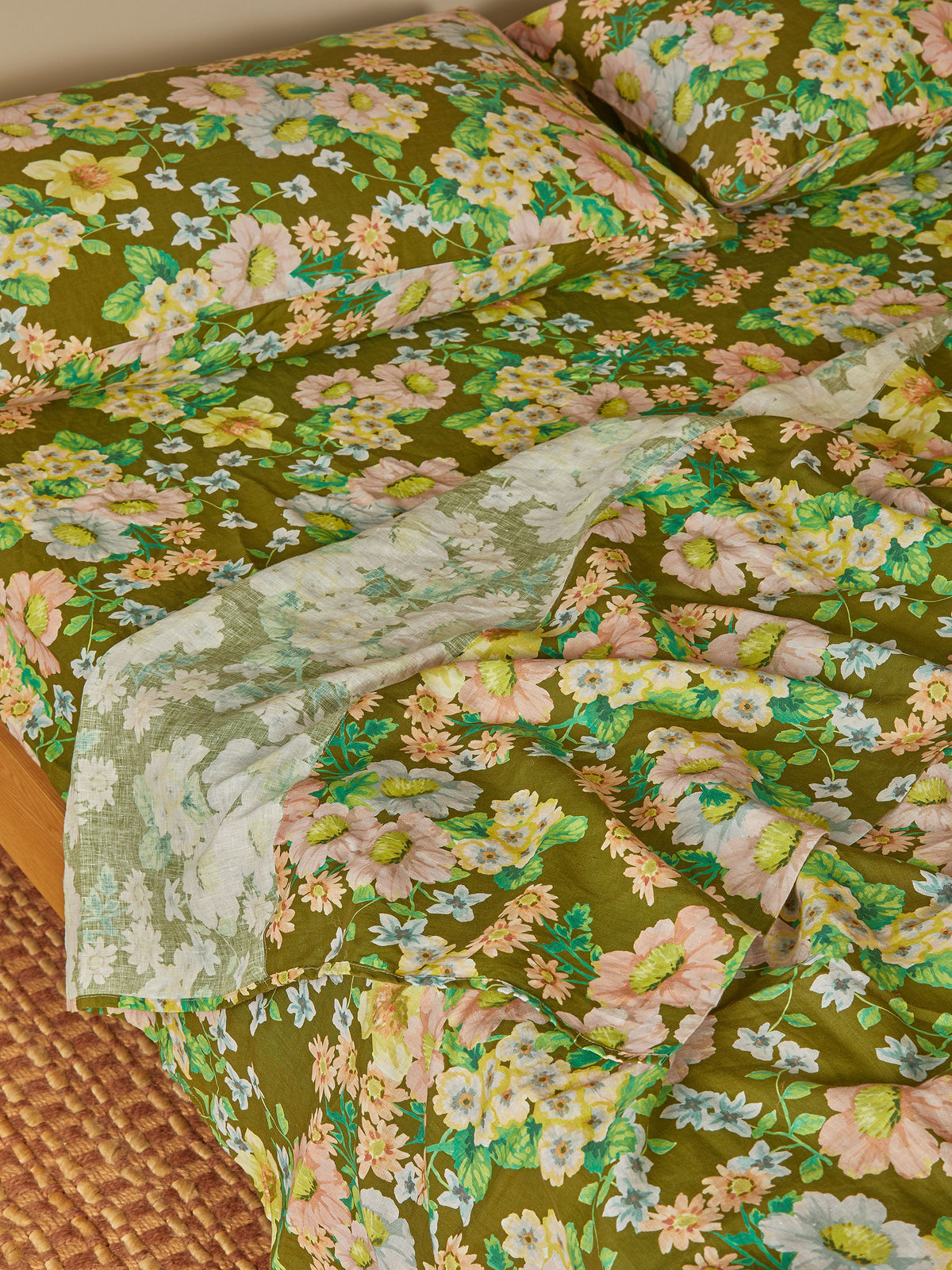 Buttercup Olive Linen Flat Sheet