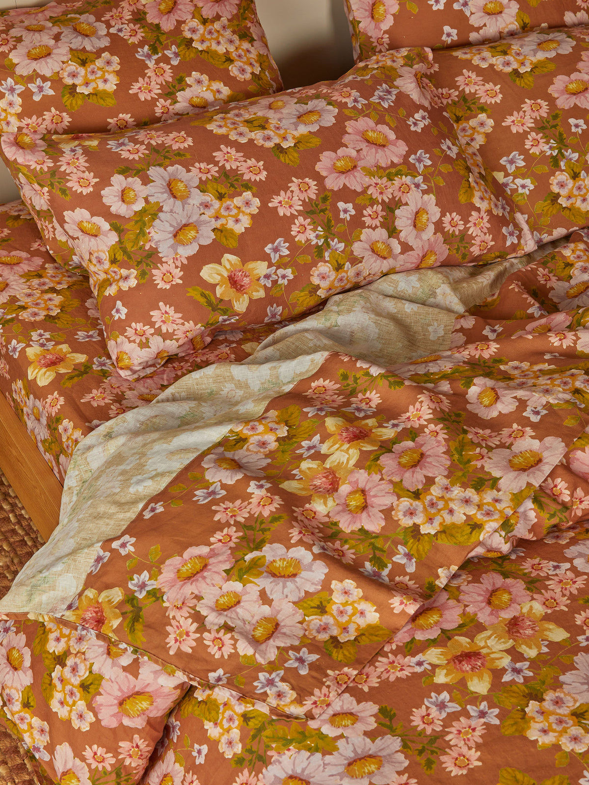 Buttercup Rust Linen Flat Sheet
