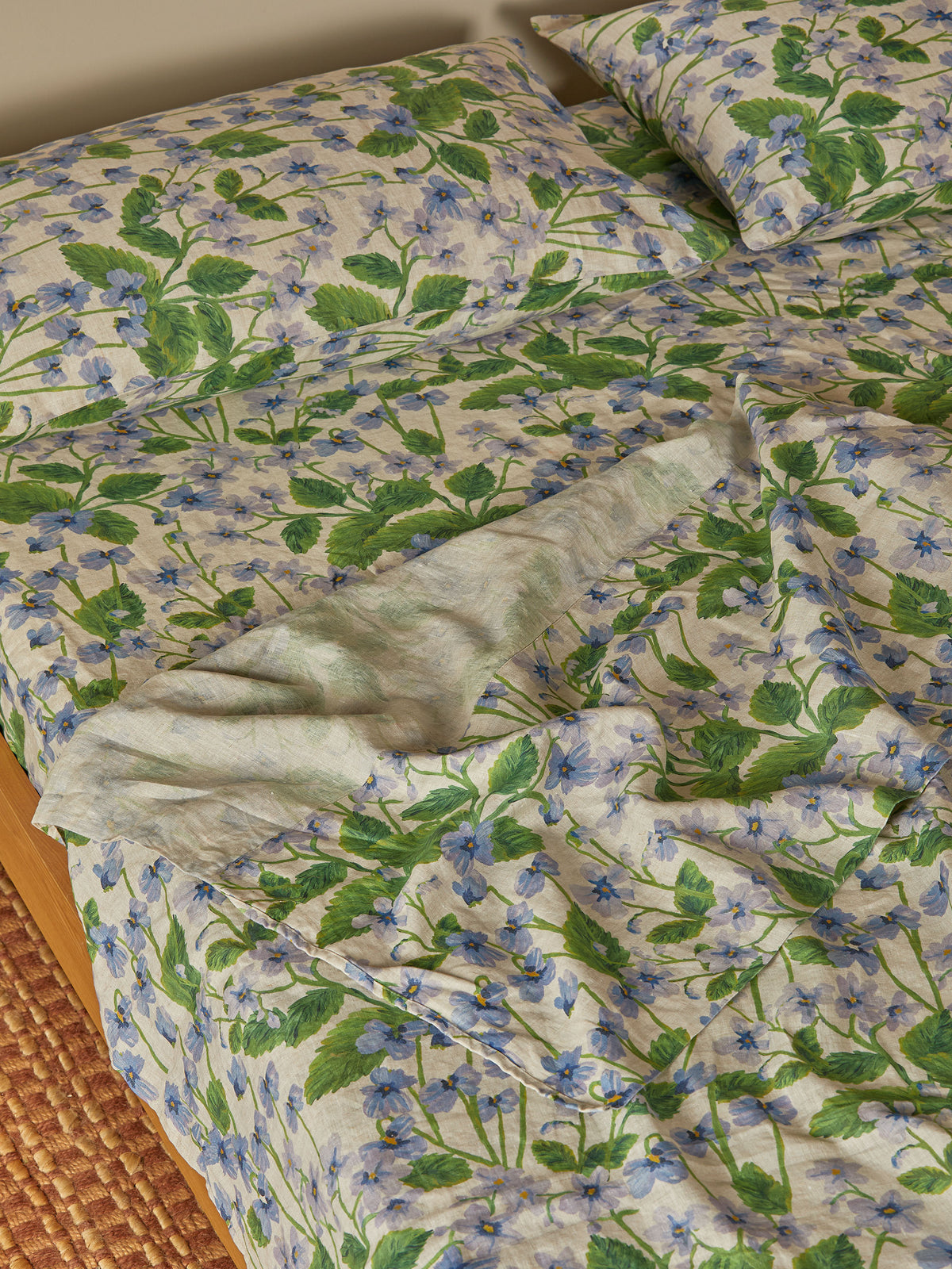 Lilas Blue Linen Flat Sheet