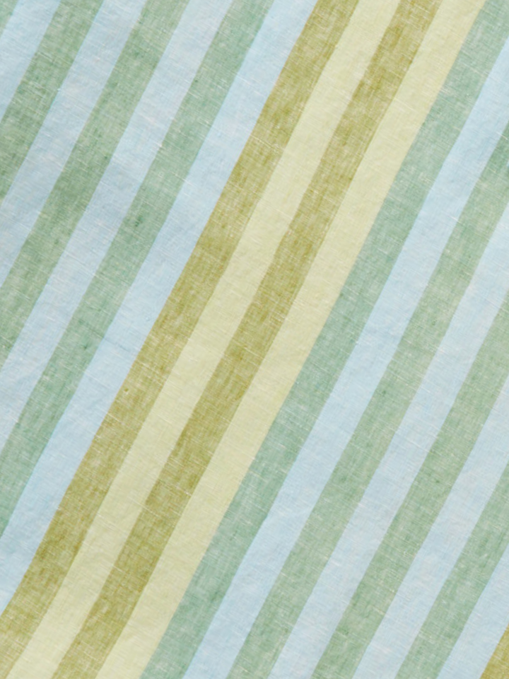 Stripe Blue Green Linen Quilt Cover