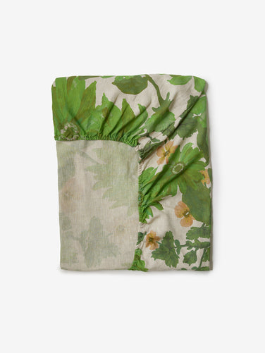 Marigold Leaf Linen Fitted Sheet