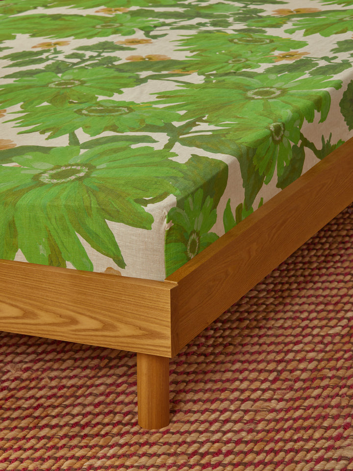 Marigold Leaf Linen Fitted Sheet
