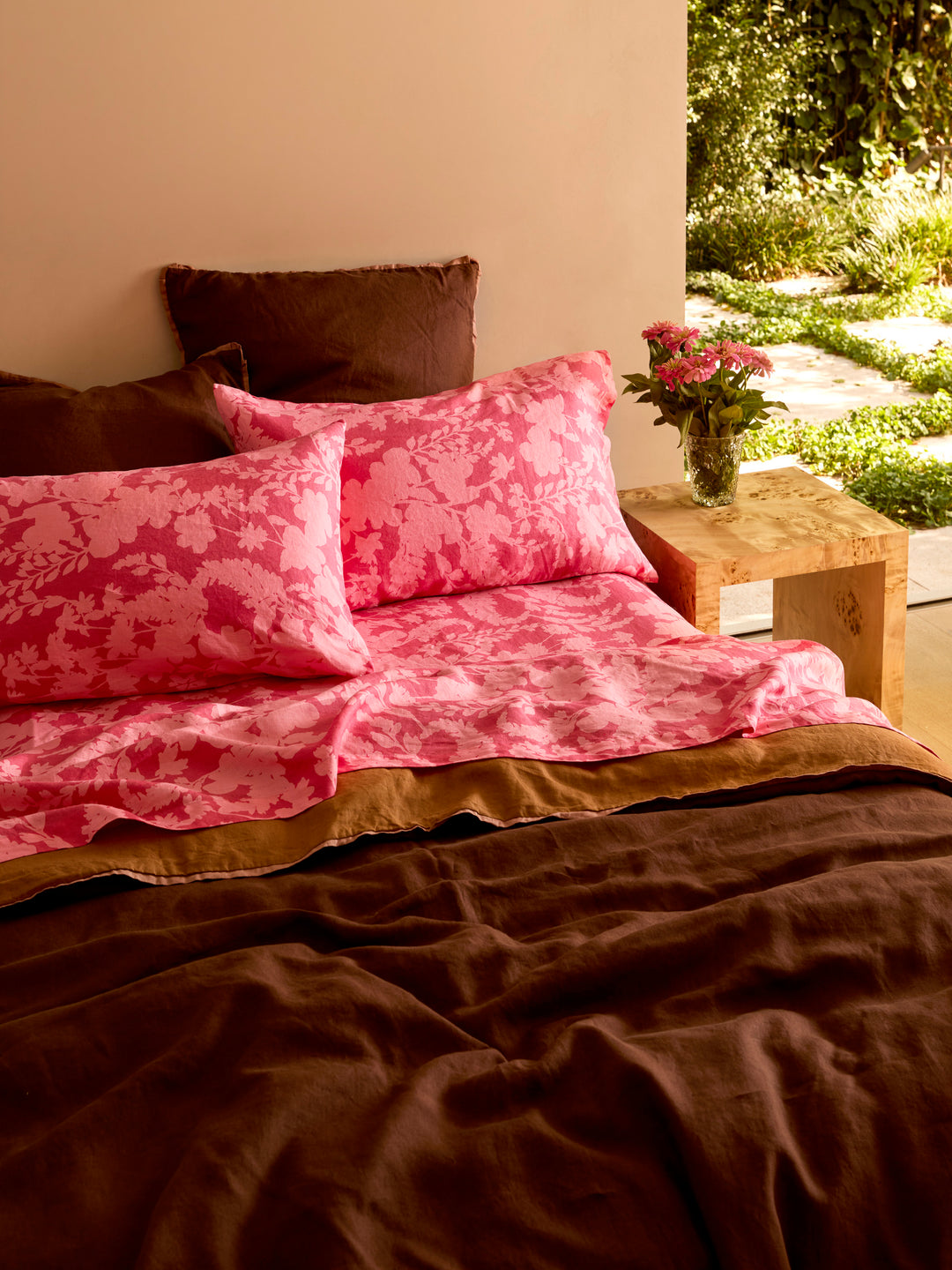 Petal Pink Linen Fitted Sheet