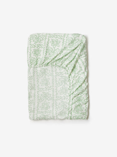 Daisy Sage Linen Fitted Sheet