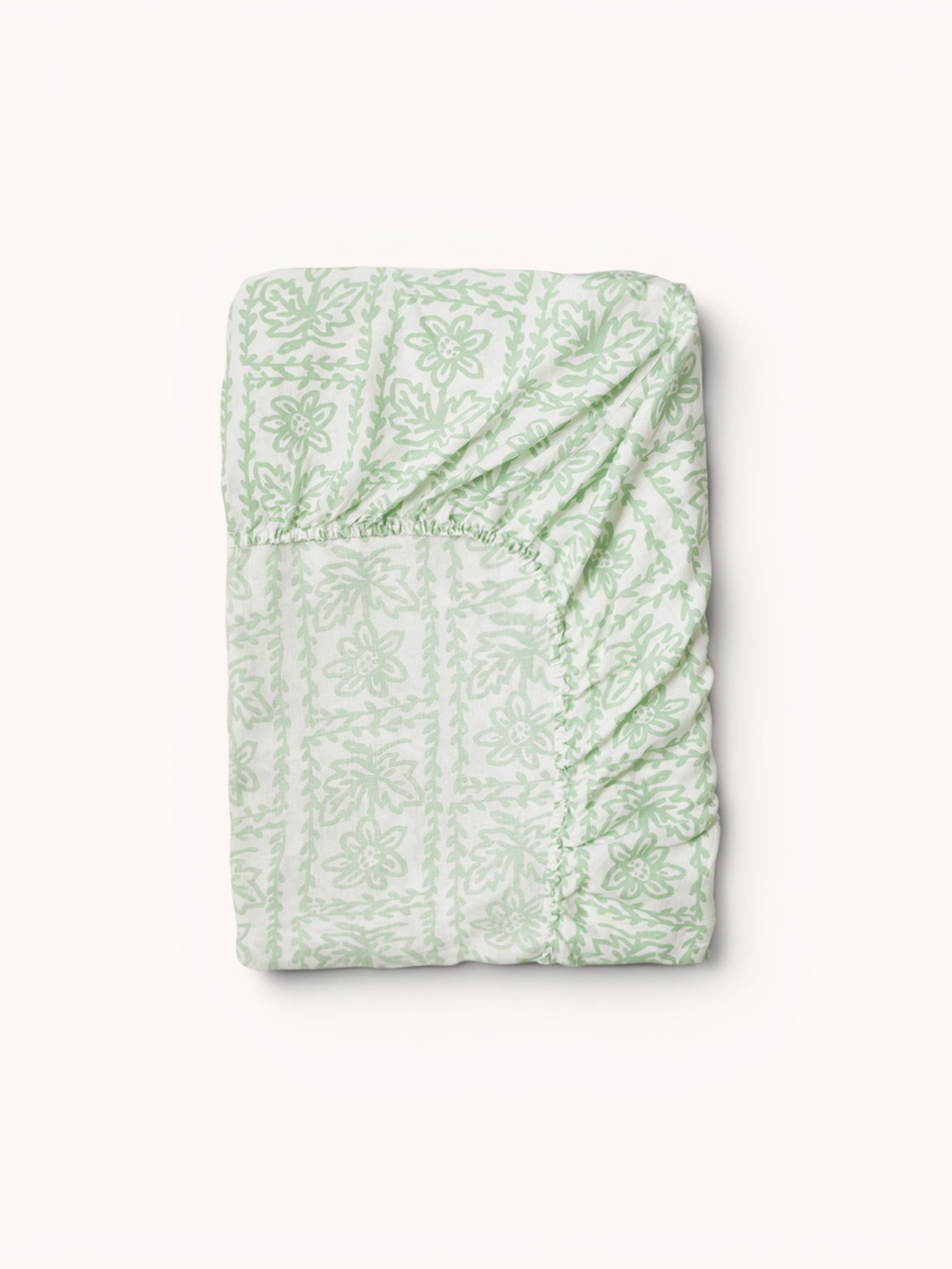 Daisy Sage Linen Fitted Sheet