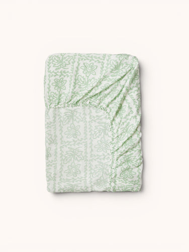 Daisy Sage Linen Fitted Sheet