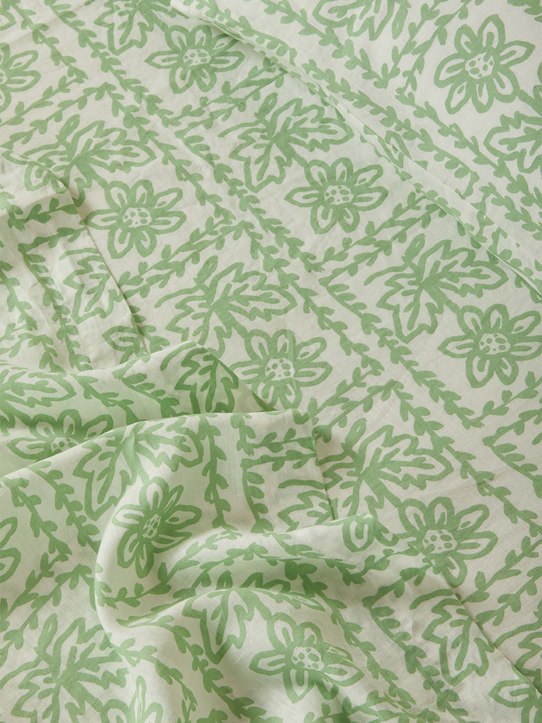 Daisy Sage Linen Fitted Sheet