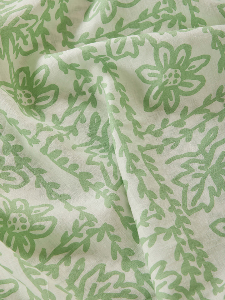 Daisy Sage Linen Fitted Sheet