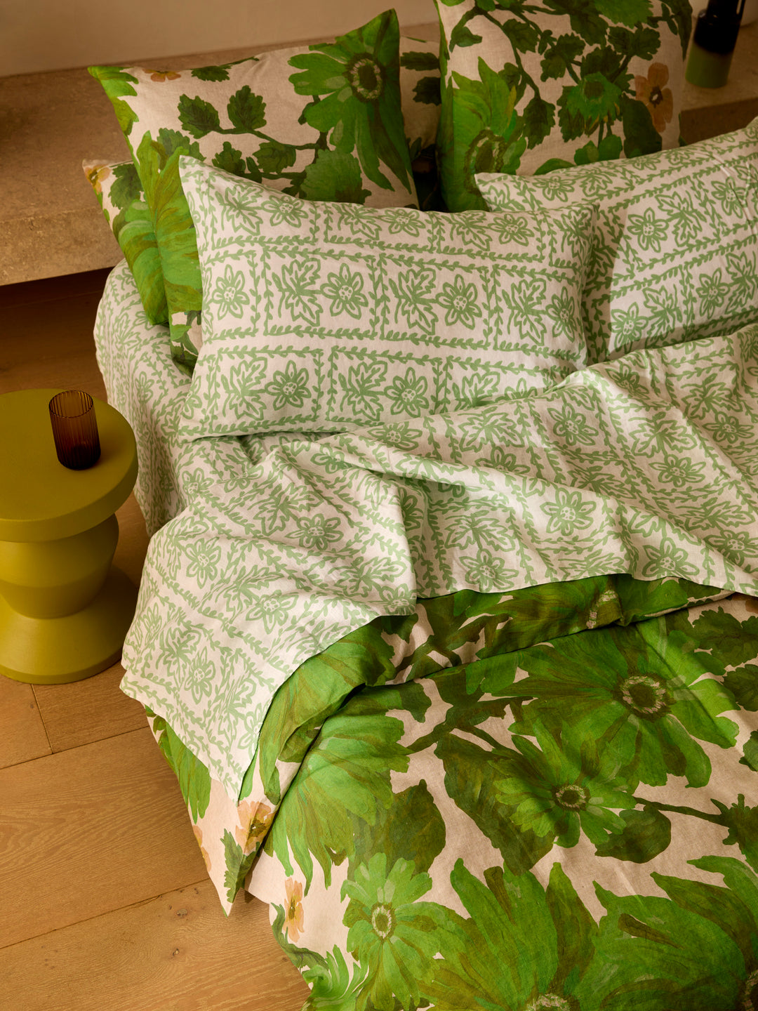 Daisy Sage Linen Fitted Sheet