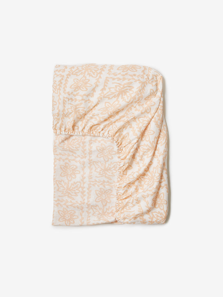 Daisy Buff Linen Fitted Sheet