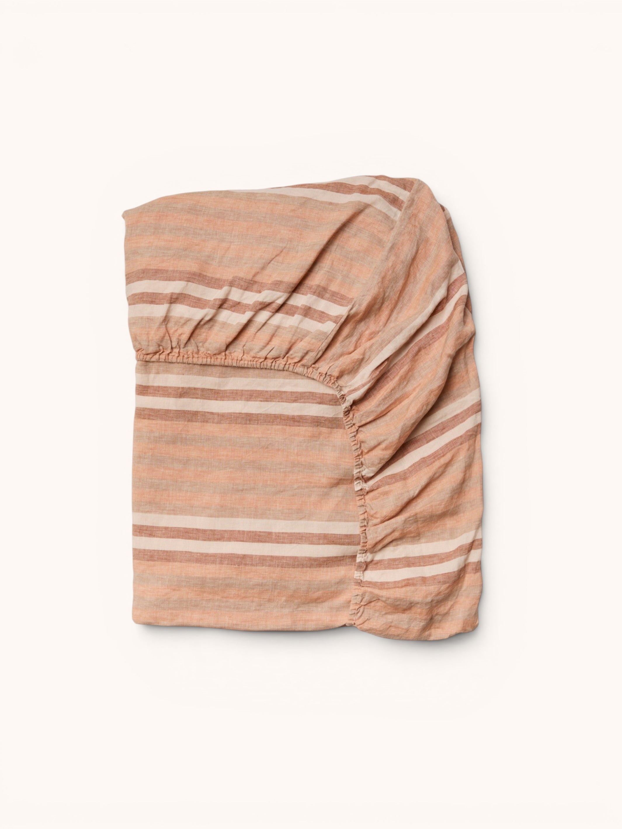 Stripe Hazelnut Linen Fitted Sheet