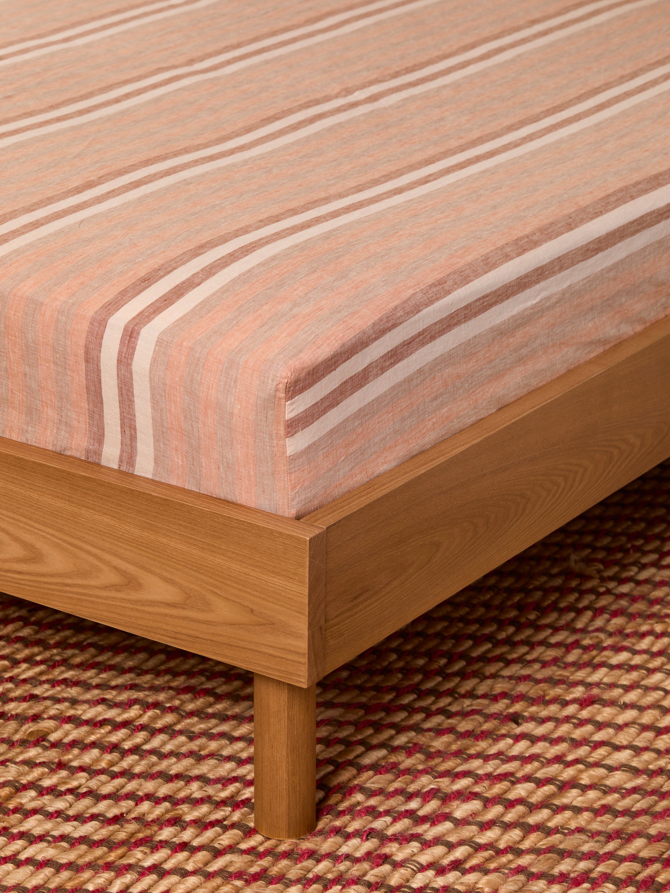 Stripe Hazelnut Linen Fitted Sheet