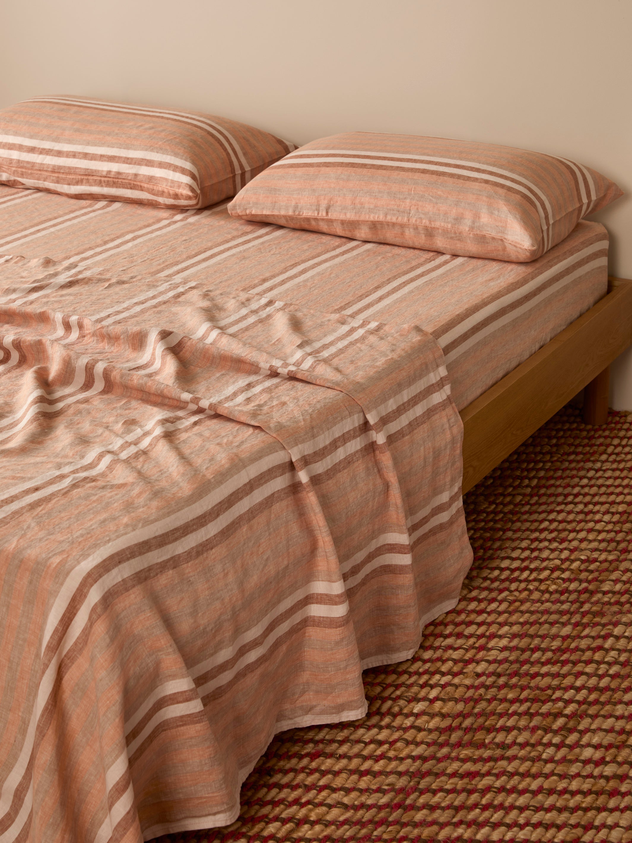 Stripe Hazelnut Linen Fitted Sheet
