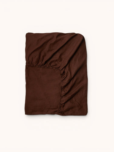 Cocoa Linen Fitted Sheet