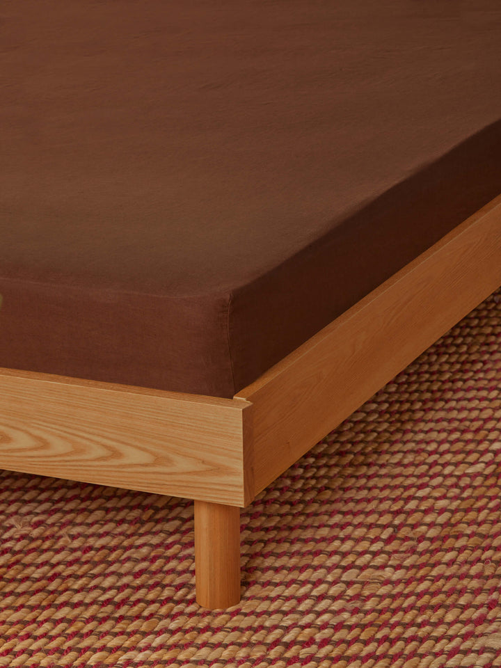Cocoa Linen Fitted Sheet