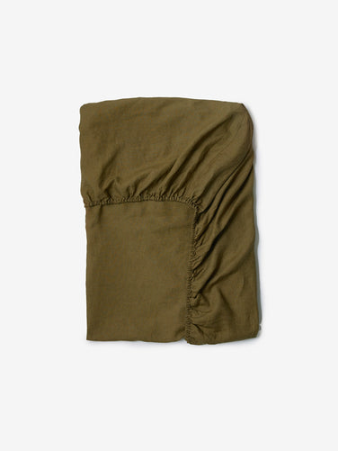Khaki Linen Fitted Sheet