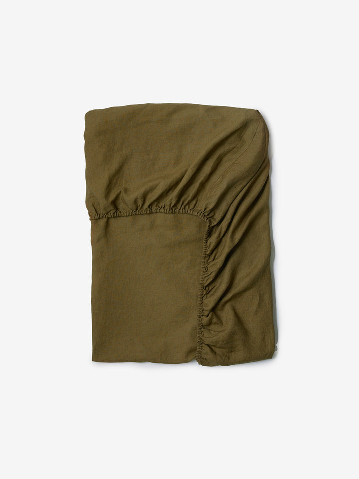 Khaki Linen Fitted Sheet